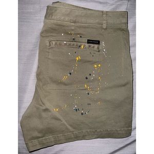 SANCTUARY WOMEN'S SHORTS GREEN SIZE 32 PAINT SPLATTER